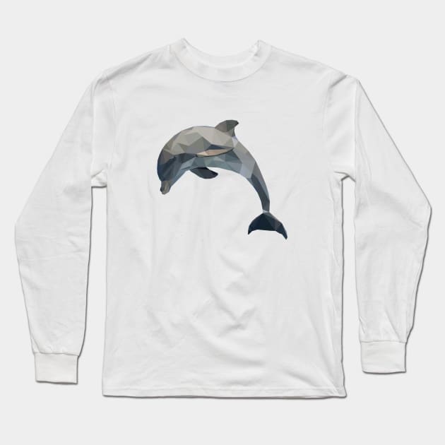 dolphin lowpoly art Long Sleeve T-Shirt by Amartwork